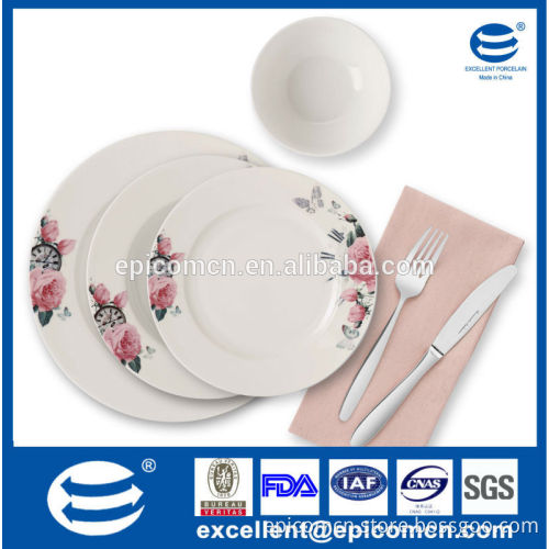 New design ceramic wholesale factory outlet daily use 24pcs for 6 person use new bone china dinner set